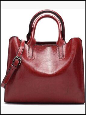 Vintage Top-Handle Hobo Tote Shoulder Bag Faux Leather Satchel Elegant